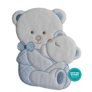 Iron-on Patch - Light Blue Teddy Bear Hugs